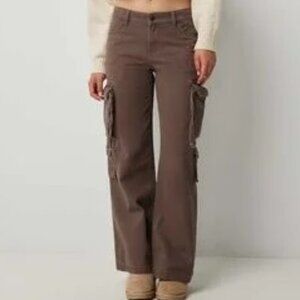 Ardene brown wide leg 100% cotton cargo pants